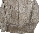 Womens Beige Leather Button Jacket S Plain Unique Stylish Fashionable