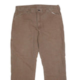 DICKIES Mens Cotton Blend Brown Regular Straight Trousers W40 L32 Workwear Zip