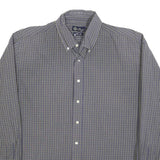DACKS Mens Blue Check Shirt L Button Down Collar Long Sleeve Casual Dress