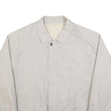Mens White Cotton Blend Jacket L Plain Zip Closure Casual Lightweight Outdoor