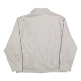 Mens White Cotton Blend Jacket L Plain Zip Closure Casual Lightweight Outdoor