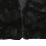 Womens Black Faux Fur Sleeveless Jacket S Polyester Blend Plush Warm Layer