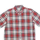 CARHARTT Mens Red & White Plaid Shirt L Cotton Button Short Sleeve Casual