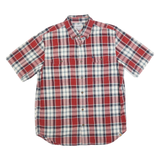 CARHARTT Mens Red & White Plaid Shirt L Cotton Button Short Sleeve Casual