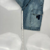 Machine Cargo Denim Shorts - 30W 11L Blue Cotton