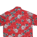 ISLAND TROPICS Mens Red Floral Dragon Print Shirt L Polyester Summer Casual
