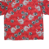 ISLAND TROPICS Mens Red Floral Dragon Print Shirt L Polyester Summer Casual