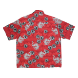 ISLAND TROPICS Mens Red Floral Dragon Print Shirt L Polyester Summer Casual