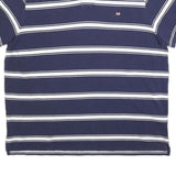 POLO RALPH LAUREN Mens Blue & White Striped Short Sleeve Polo Shirt 2XL Cotton