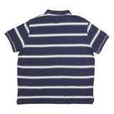 POLO RALPH LAUREN Mens Blue & White Striped Short Sleeve Polo Shirt 2XL Cotton