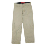 DICKIES Mens Regular Fit Beige Cotton Blend Zip Trousers W32 L30 Workwear Casual
