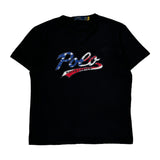 American Flag Design Polo By Ralph Lauren Graphic T-Shirt - Medium Black Cotton