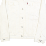 LEVI'S Womens White Cotton Jacket M Woven Button Closure Classic Fit Casual