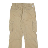 CARHARTT Mens Beige Cotton Relaxed Fit Cargo Trousers W32 L34 Workwear Utility