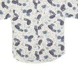 WOOLRICH Mens White & Blue Pattern Cotton Shirt M Casual Printed Summer Button