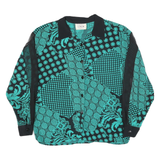 DALIA Womens Black & Turquoise Printed Polyester Blend Shirt M Long Sleeve