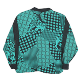 DALIA Womens Black & Turquoise Printed Polyester Blend Shirt M Long Sleeve