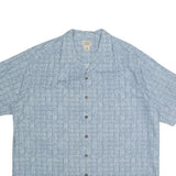 LL BEAN Mens Blue Printed Cotton Shirt L Casual Vacation Wear Summer