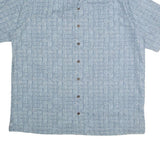 LL BEAN Mens Blue Printed Cotton Shirt L Casual Vacation Wear Summer