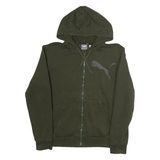 PUMA Mens Green Full Zip Hoodie S Cotton Puma Logo Sweatshirt