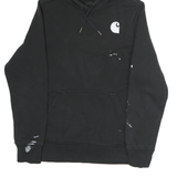 CARHARTT Mens Black Hoodie M Cotton Pullover Drawstring Logo Print