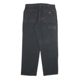 DICKIES Mens Black Cotton Blend Regular Straight Trousers W36 L30 Workwear Zip