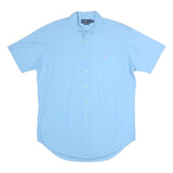RALPH LAUREN Mens Blue Classic Fit Shirt M Cotton Button Collar Casual Polo