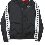 KAPPA Womens Black & White Logo Hooded Zip Jacket M Polyester Blend Track Casual