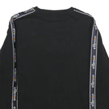 ELLESSE Womens Black Sweatshirt Crew Neck UK 10 Logo Tape Detail Cotton Blend