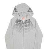 NIKE Womens Grey Cotton Blend Hoodie Dress XL Star Print Zip Casual Comfortable