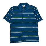 Lacoste Striped Polo Shirt - Large Green Cotton