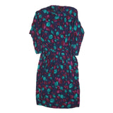 Womens Navy Blue & Purple Floral Day Cotton Blend Dress Size S Elegant Summer