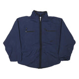 REEBOK Mens Navy Blue Jacket S Polyester Blend Plain Zip Casual Sport