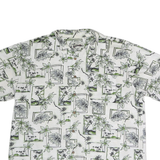 MILANO BAY Mens White & Green Pattern Shirt XL Cotton Casual Summer Beachwear