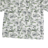 MILANO BAY Mens White & Green Pattern Shirt XL Cotton Casual Summer Beachwear