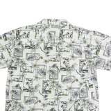 MILANO BAY Mens White & Green Pattern Shirt XL Cotton Casual Summer Beachwear