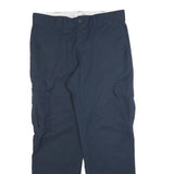DICKIES Mens Cotton Blend Navy Blue Regular Straight Trousers W34 L30 Workwear