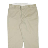 DICKIES Mens Regular Fit Beige Cotton Blend Trousers W40 L30 Classic Zip