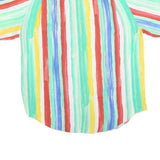 Womens White & Multi Colour Striped Shirt L Casual Short Sleeve Summer Top