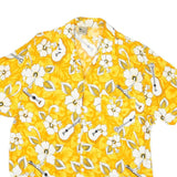 IN GEAR Mens Yellow Hawaiian Rayon Shirt M Floral Guitar Print Summer Casual