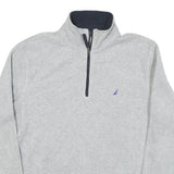 NAUTICA Mens Grey & Navy Pullover Plain High Neck Basic Knit M Lightweight