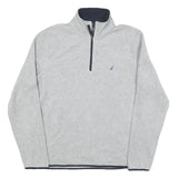 NAUTICA Mens Grey & Navy Pullover Plain High Neck Basic Knit M Lightweight