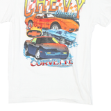 Mens White Chevy Classics Corvette Graphic T-Shirt M Short Sleeve Crew Neck