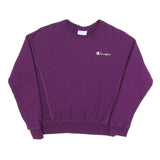 CHAMPION REVERSE WEAVE Womens Purple Crew Neck S Classic Logo Cotton Blend