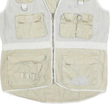 BUGLE BOY Mens Beige Cotton Utility Mesh Jacket L Multi Pocket Zip Button