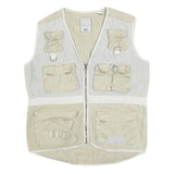 BUGLE BOY Mens Beige Cotton Utility Mesh Jacket L Multi Pocket Zip Button