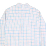 BODER Mens White & Blue Check Shirt XL Linen Casual Lightweight
