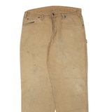 DICKIES Mens Regular Fit Jeans Beige Cotton Blend W34 L32 Workwear Utility Zip