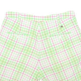 TOMMY HILFIGER Womens Shorts Green & Pink Check S W26 Casual Cotton Blend