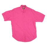 EDDIE BAUER Mens Pink Cotton Blend Casual Shirt L Button Down Short Sleeve